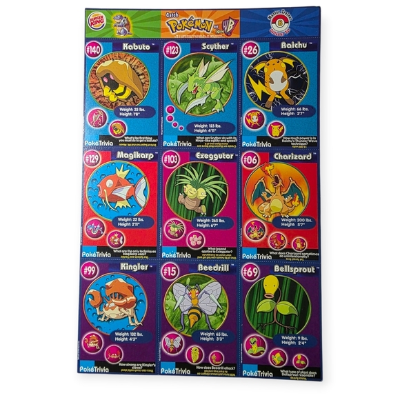 Pokemon Other - Vintage Charizard 90s Uncut Burger King Pokemon Trading Cards